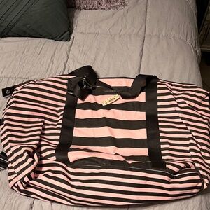 PINK Victoria's Secret Striped Travel Bag in Pink and Black